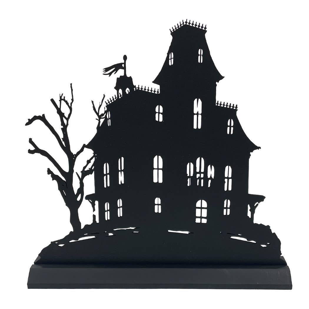 Large Haunted Mansion Wooden Silhouette Tabletop Décor