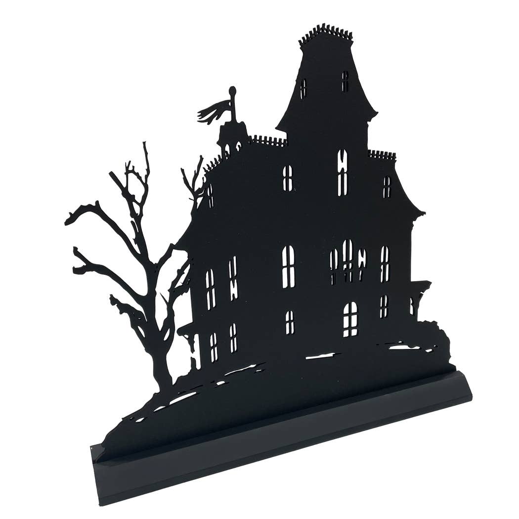 Large Haunted Mansion Wooden Silhouette Tabletop Décor