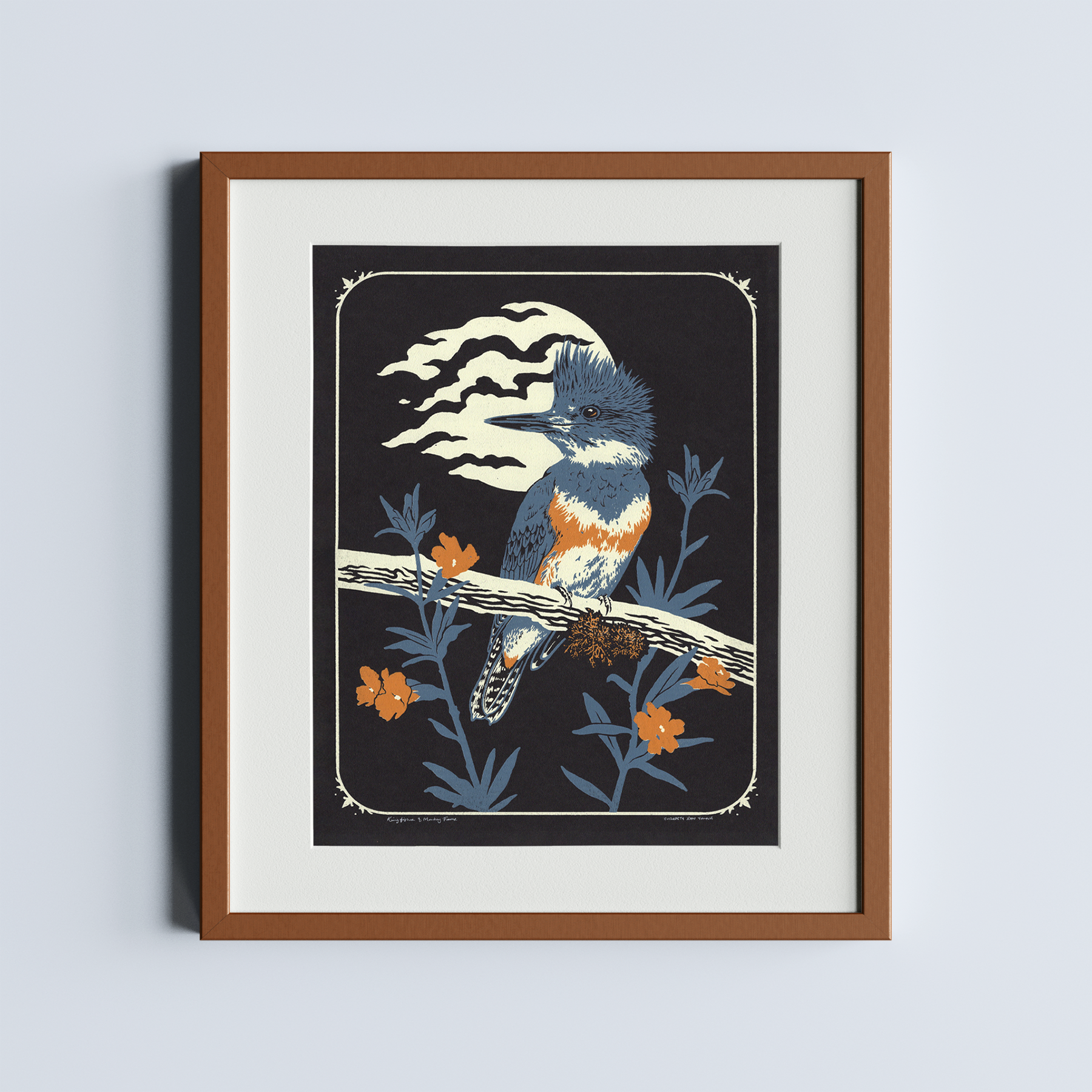 Kingfisher & Monkey Flower 11x14" Giclee Print