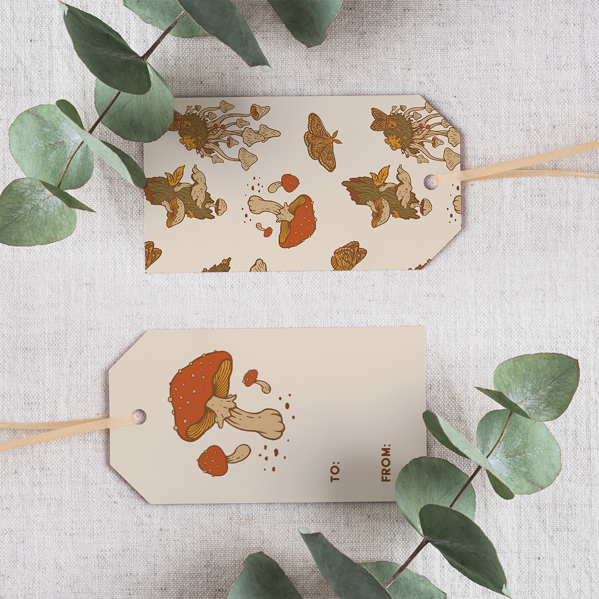 Mushroom Gift Tags, Set of 8