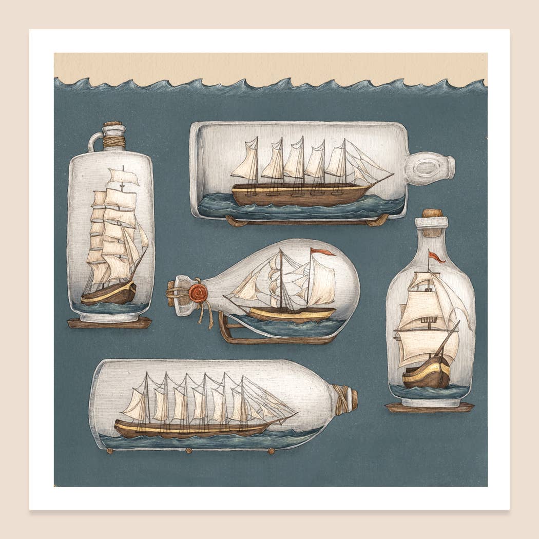 Ship in a Bottle Print 10" x 10"