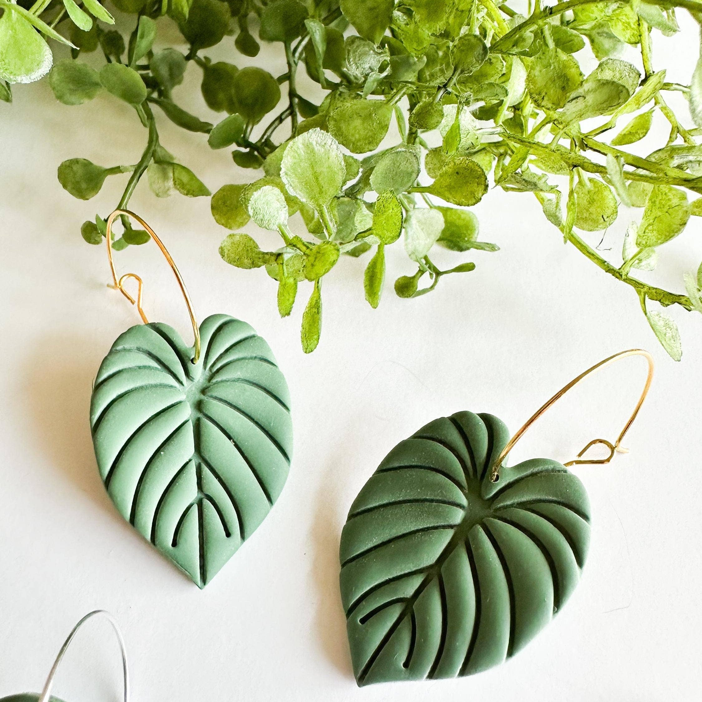 Alocasia Leaf Clay Earrings