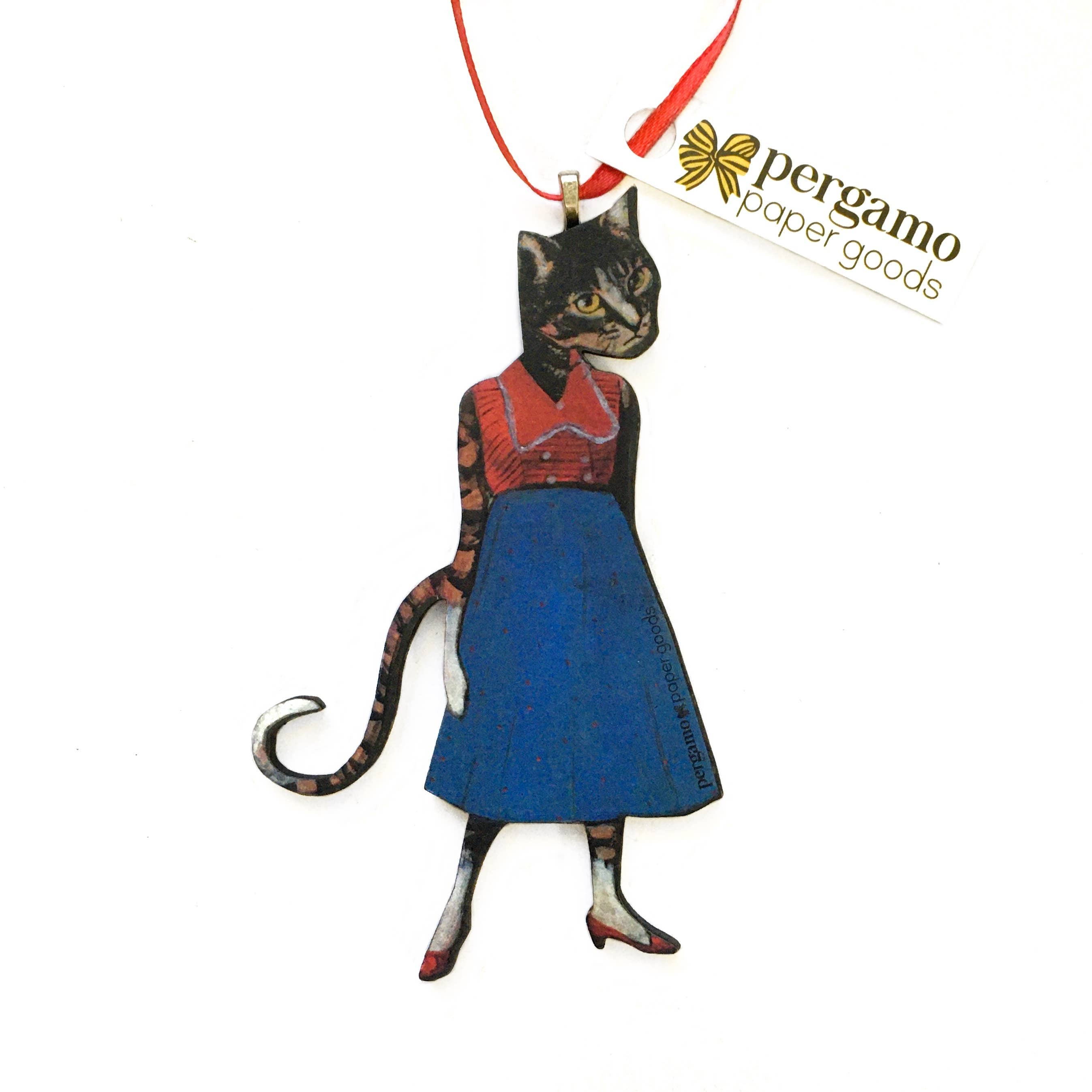 Red Shoe Cat Christmas Ornament