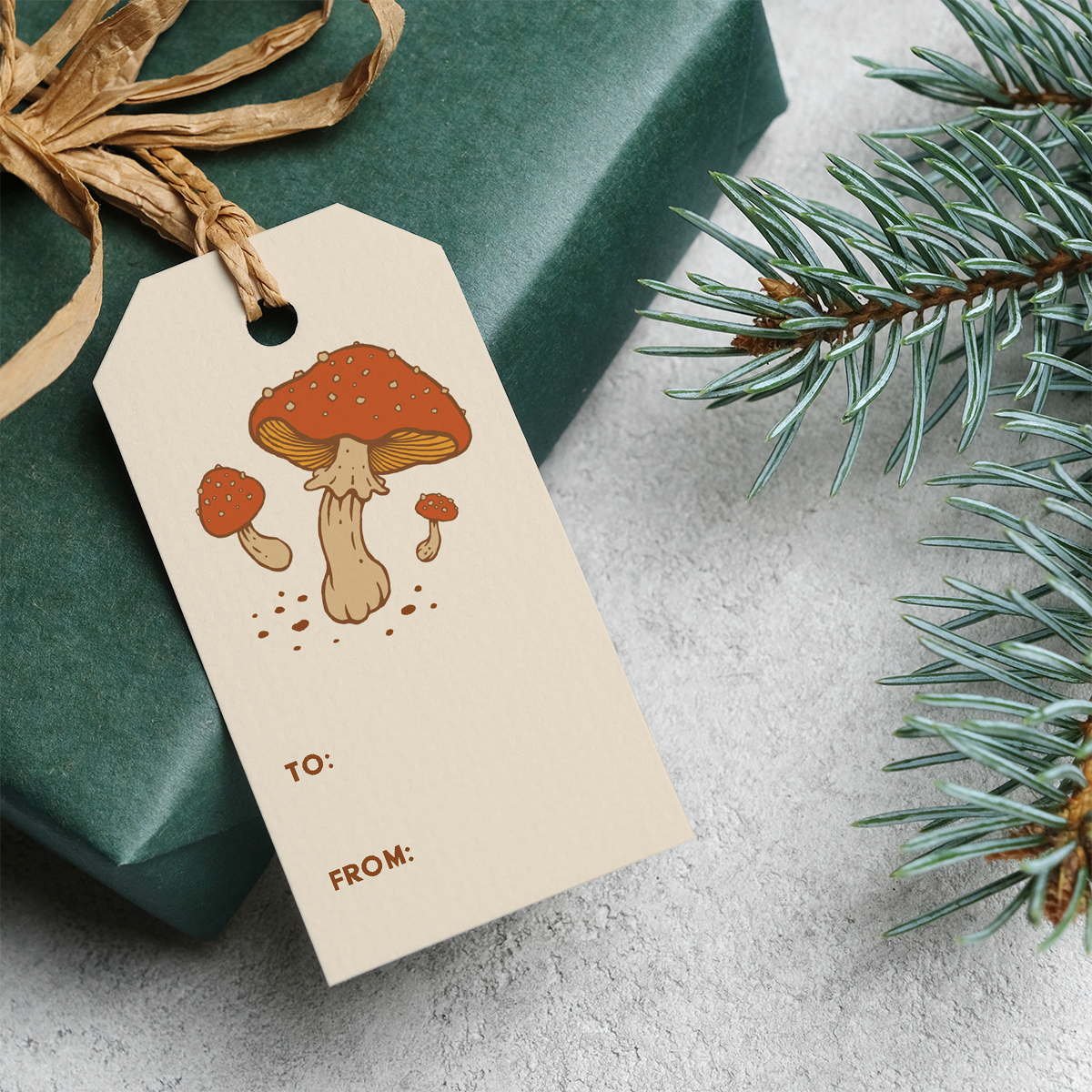 Mushroom Gift Tags, Set of 8