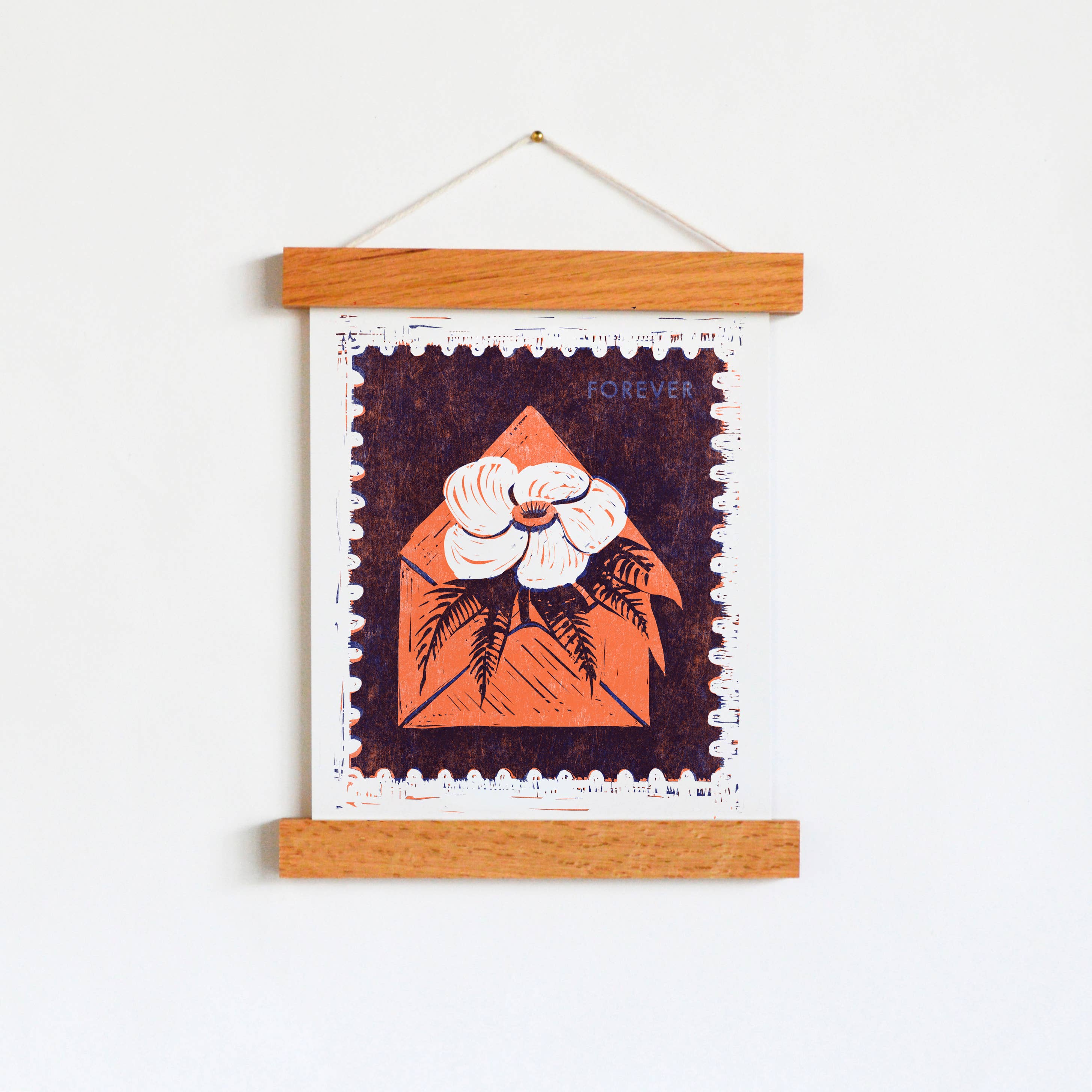 Dogwood &amp; Fern Forever Stamp 8"x10" Woodblock Art Print