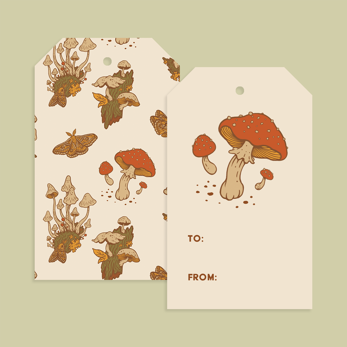 Mushroom Gift Tags, Set of 8