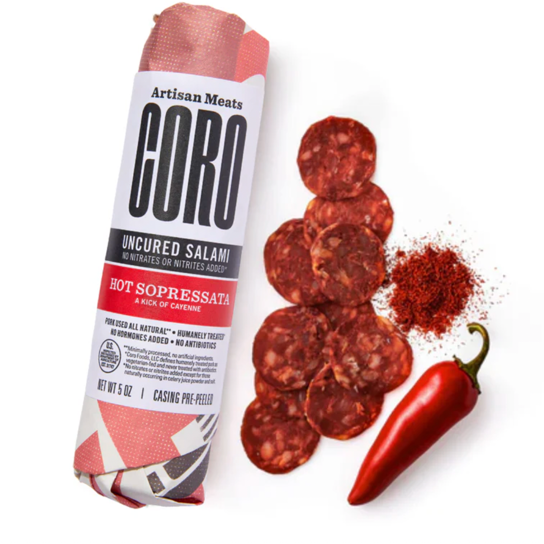 Hot Sopressata Uncured Piccolo Salami Stick