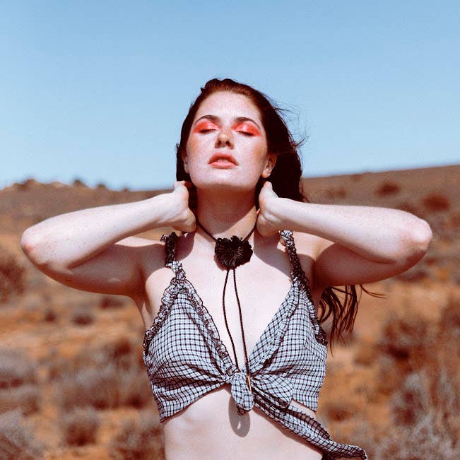 Black Oversized Flower Bolo Tie