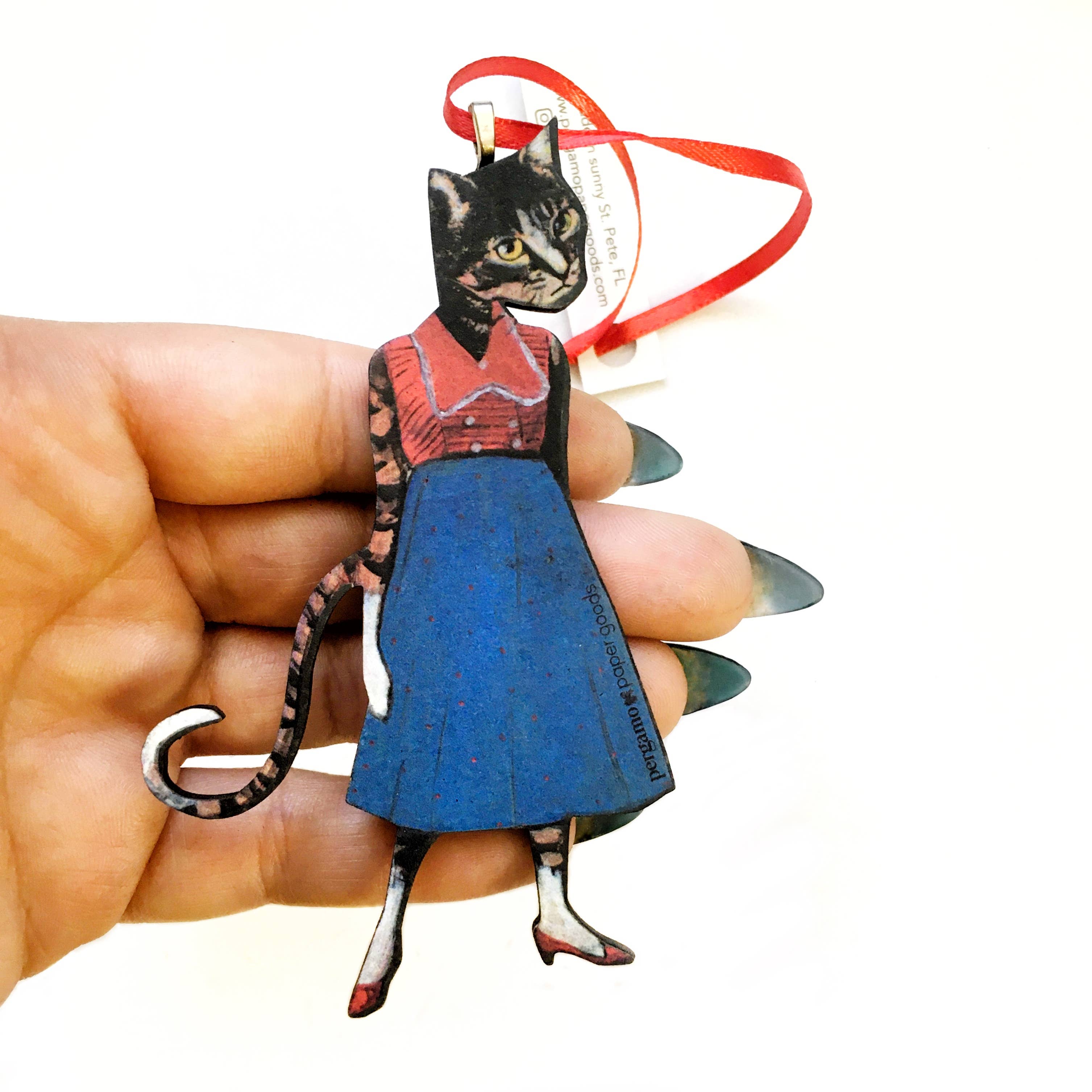 Red Shoe Cat Christmas Ornament