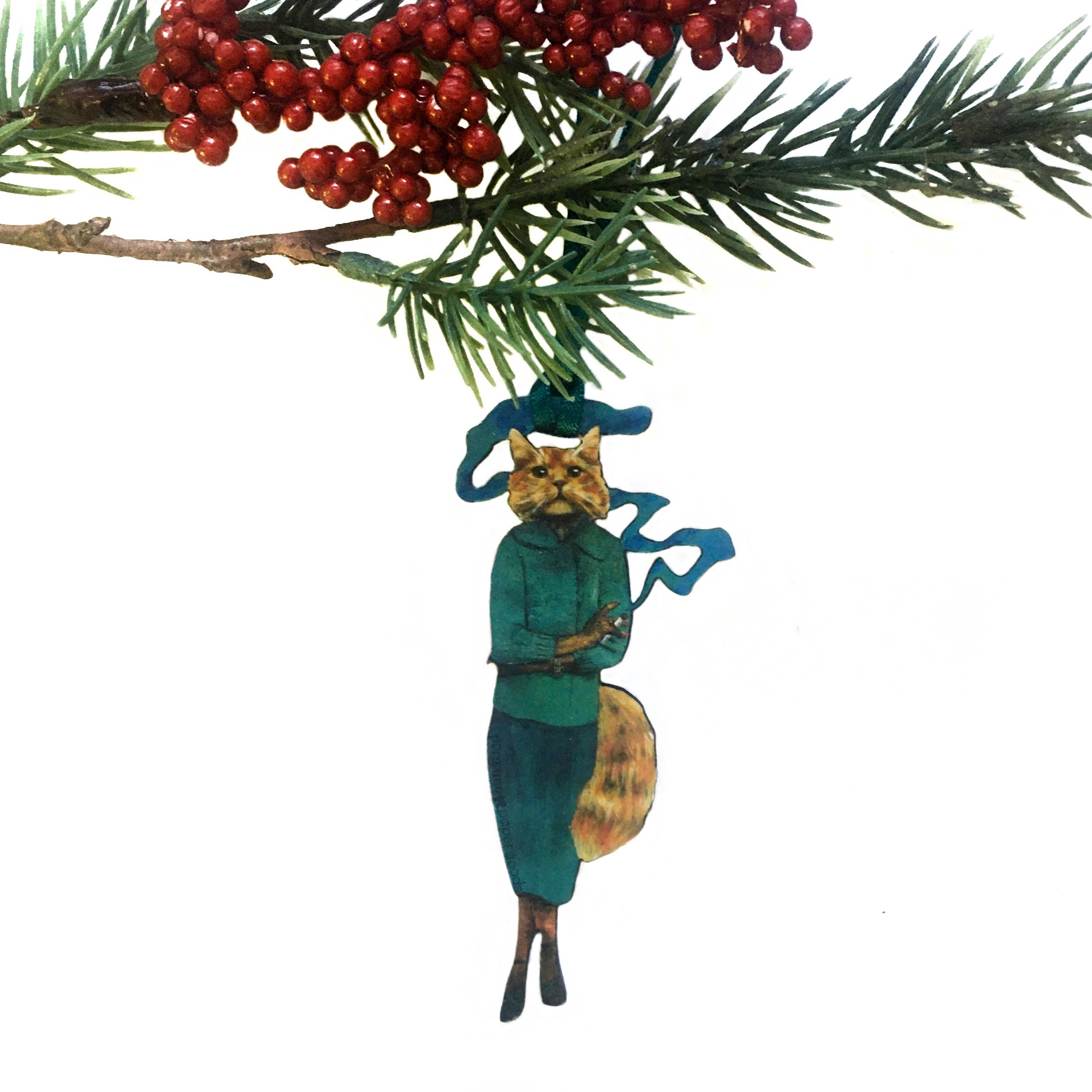Cannabis Cat Animal Christmas Ornament